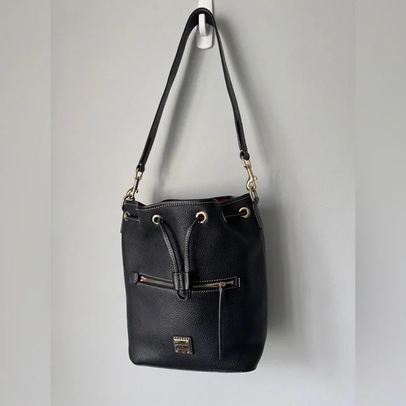 Dooney & Bourke Black Shoulder Bag with Gold Accents - Picture 1 of 2
